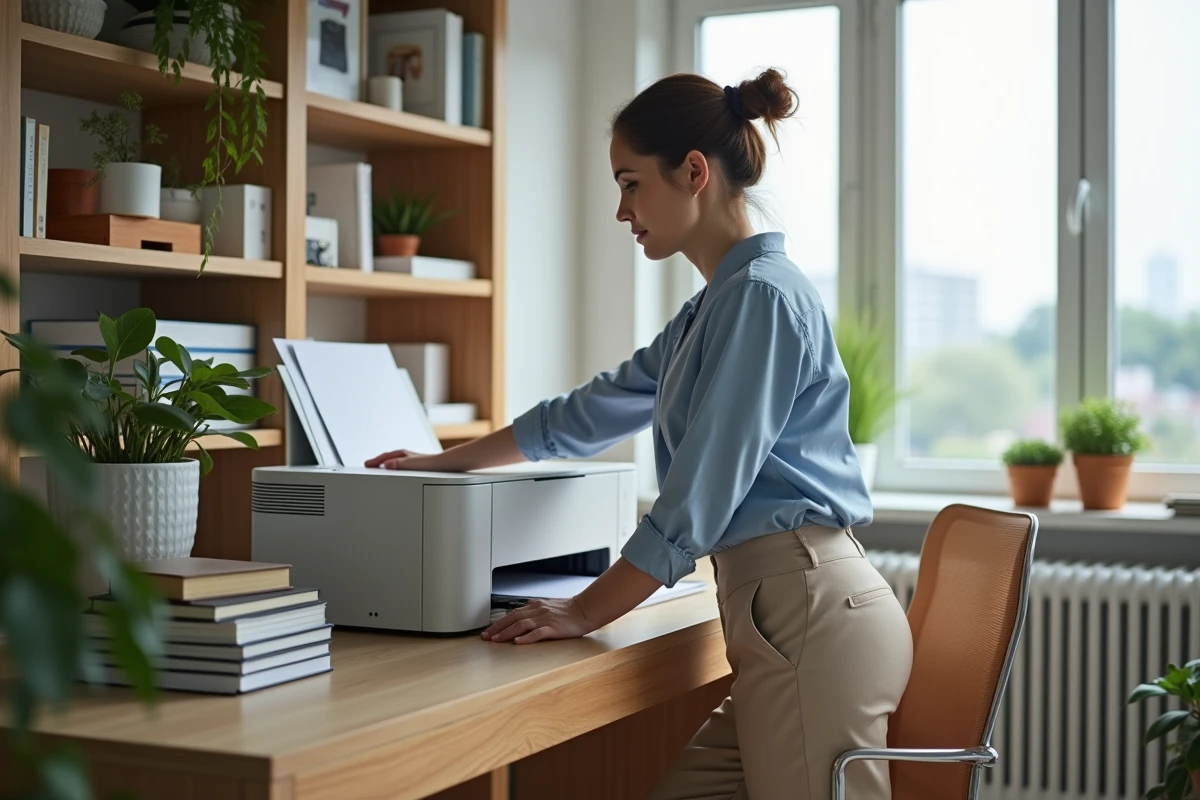 Rangement optimal d&rsquo;une imprimante dans un bureau à domicile