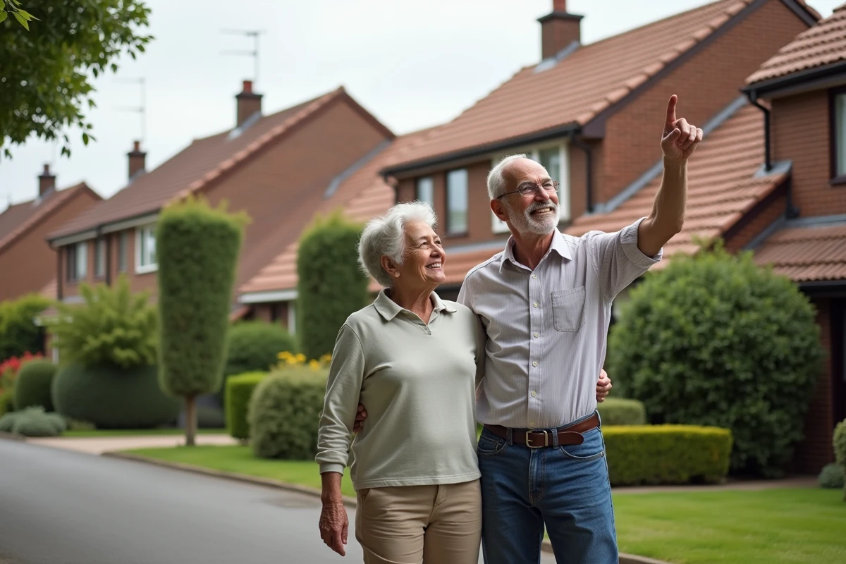 Couple devant leur maison avec toit rénové en tuiles neuves