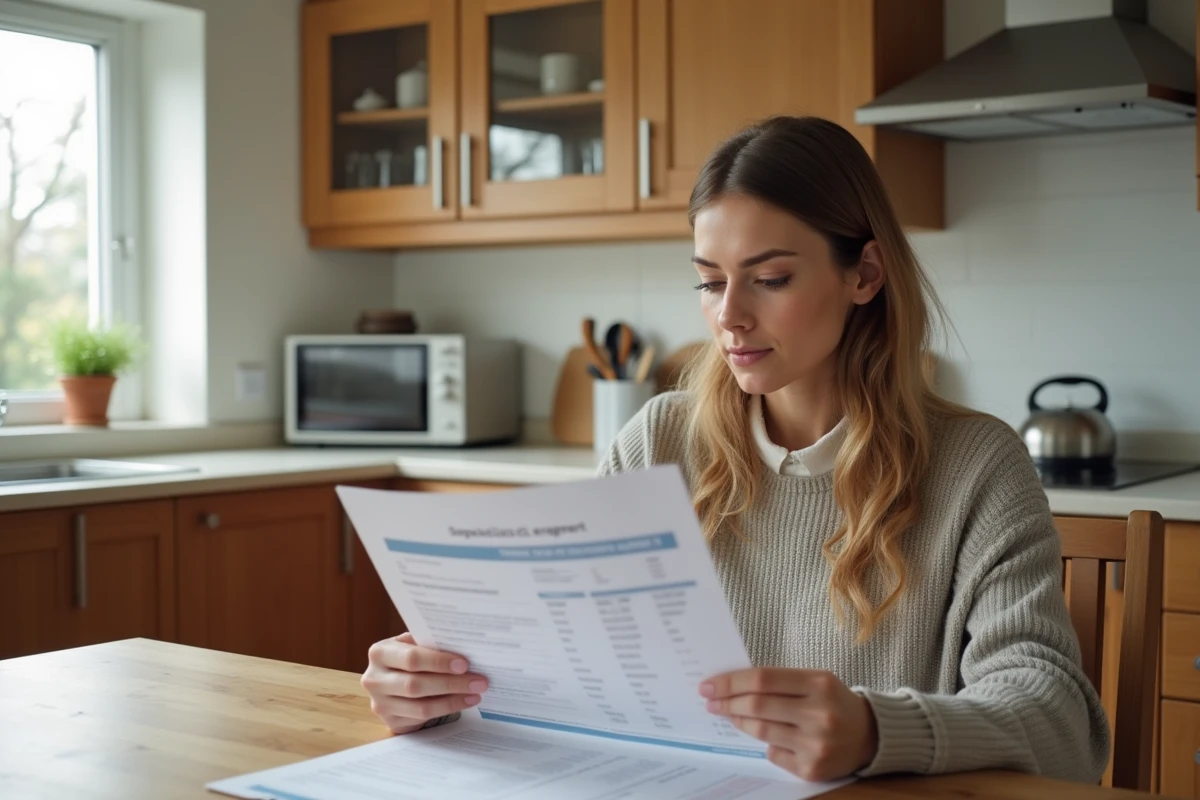 Femme examinant une estimation de coût pour la chaudière