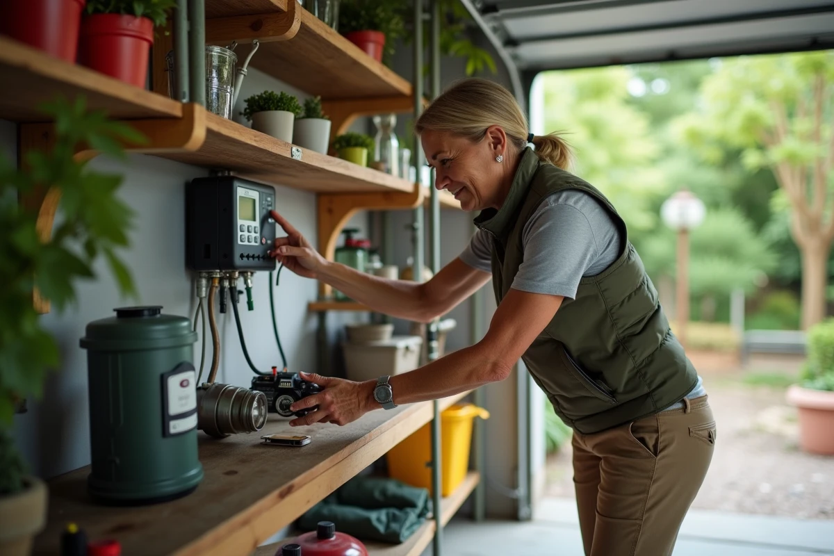 Femme installant un contrôleur d
