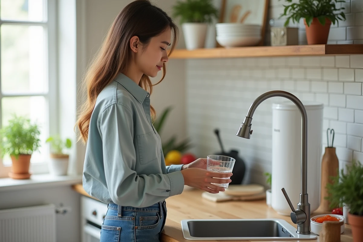 Jeune femme versant de l